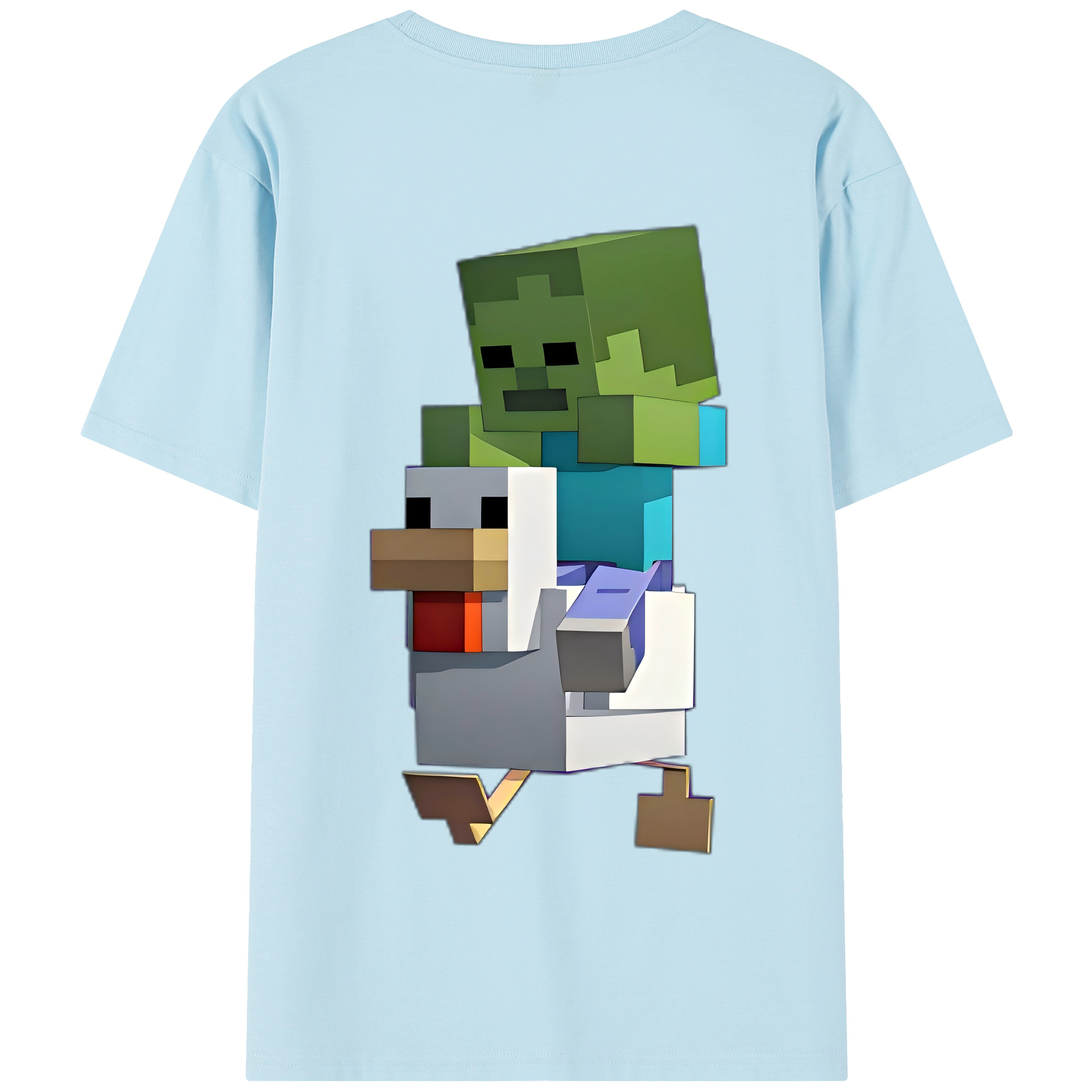 （画像用） マインクラフト ブロックの世界 Minecraft MC Block world 綿100％半袖Tシャツ（背面プリント）